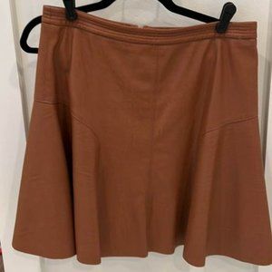 Rebecca Taylor Camel Vegan Leather Skirt Size 10/Fits Like a Size 6